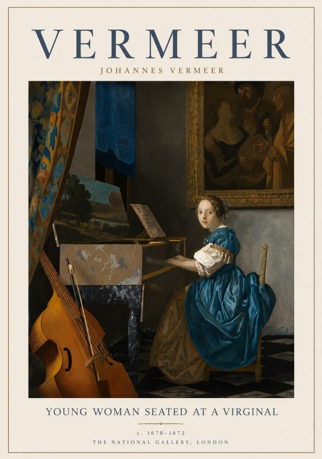 Vermeer Young Woman Seated at a Virginal No6 - Poszter