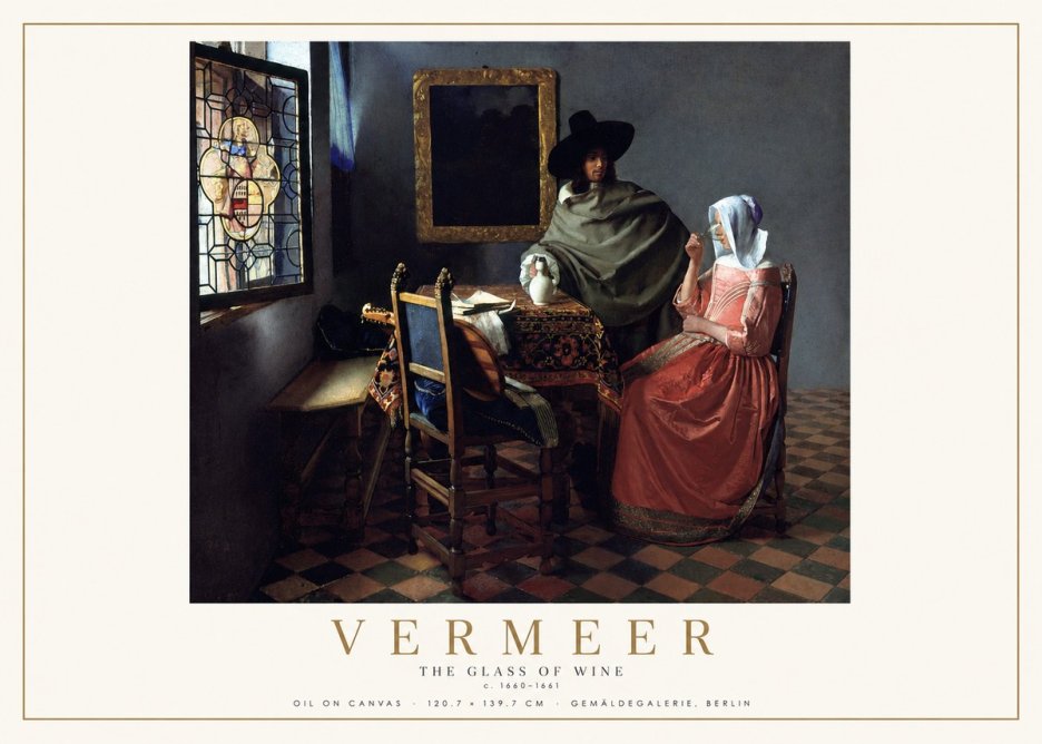 Vermeer The Glass of Wine No2 - Poszter