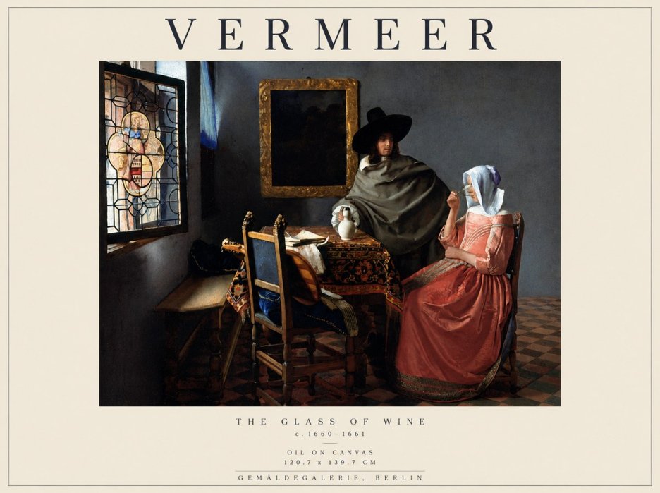 Vermeer The Glass of Wine No5 - Poszter