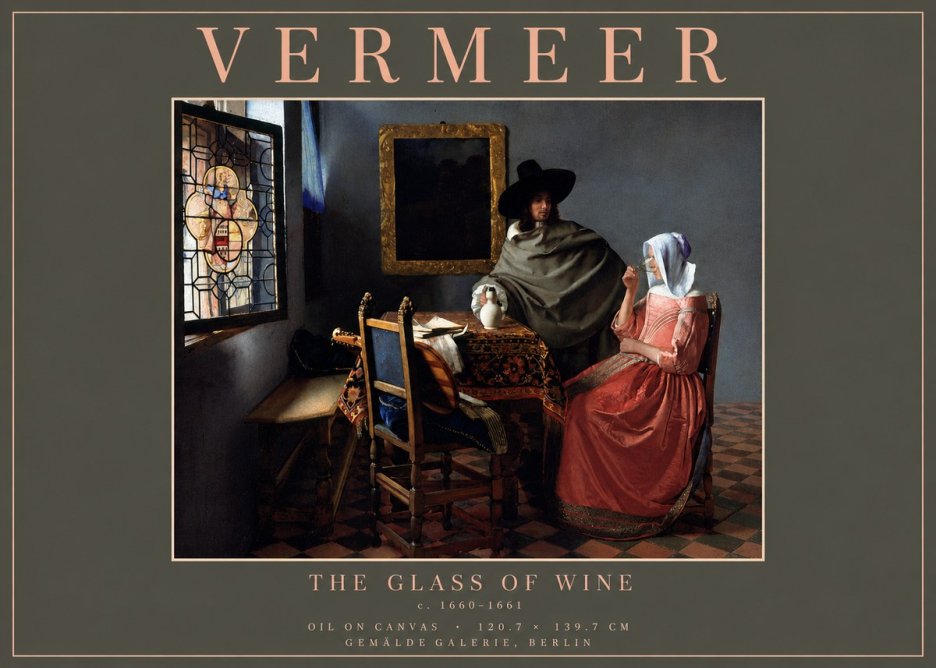 Vermeer The Glass of Wine No6 - Poszter