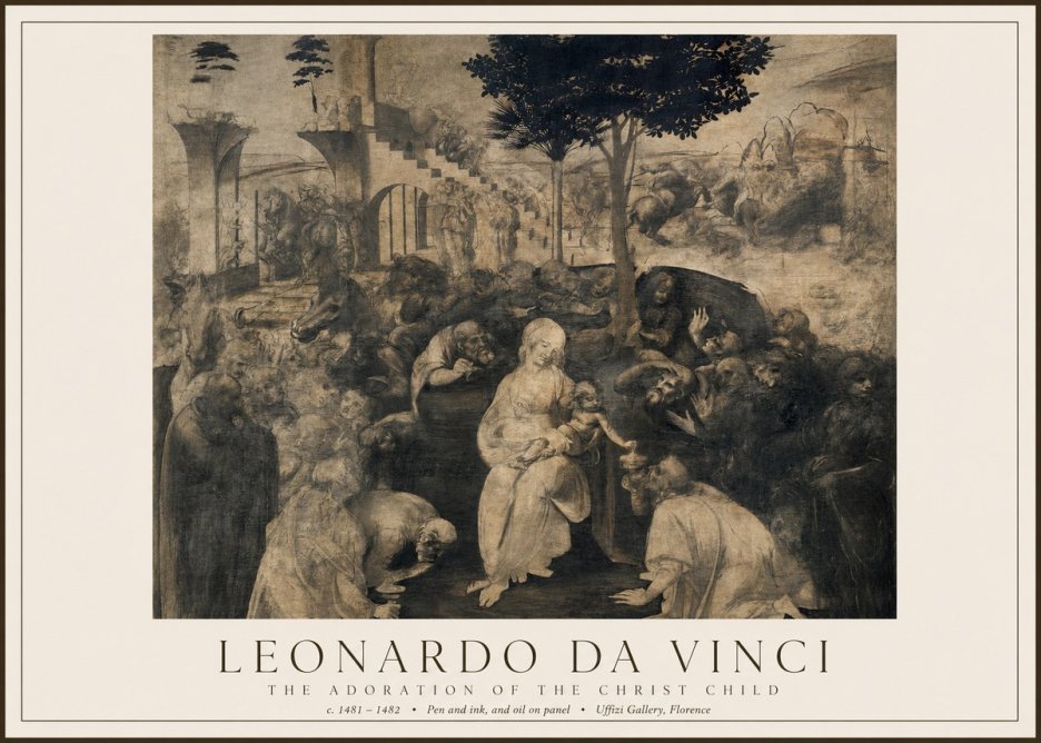 Leonardo da Vinci The Adoration of the Magi No5 - Poszter