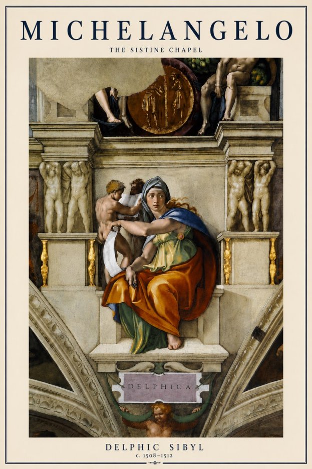 Michelangelo Delphic Sibyl No6 - Poszter