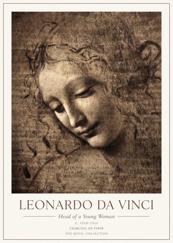 Leonardo da Vinci Head of a Young Woman II No1 - Poszter
