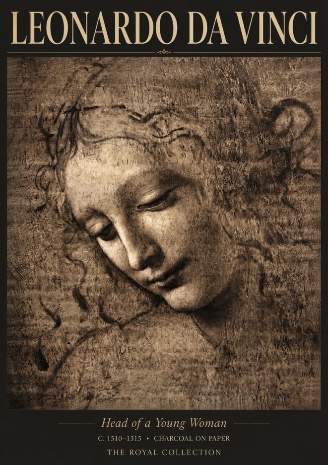 Leonardo da Vinci Head of a Young Woman II No3 - Poszter