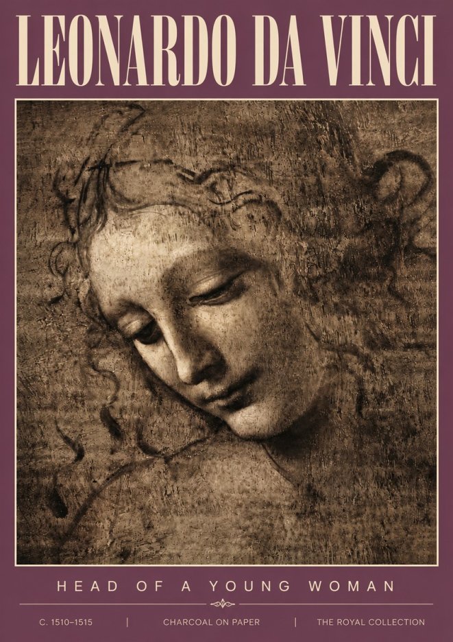 Leonardo da Vinci Head of a Young Woman II No4 - Poszter
