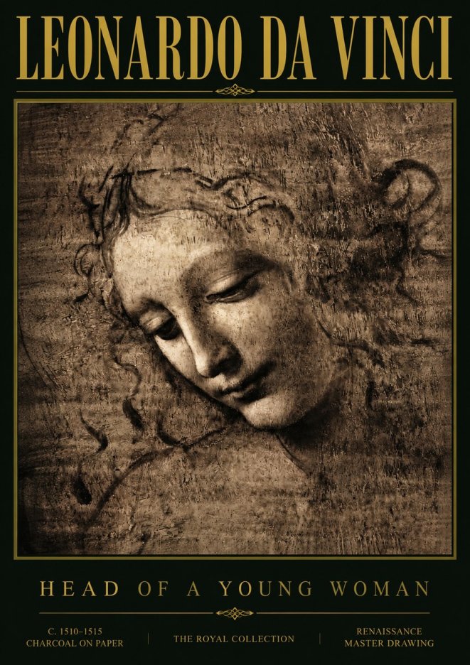 Leonardo da Vinci Head of a Young Woman II No6 - Poszter