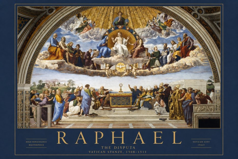 Raphael The Disputation of the Holy Sacrament No2 - Poszter