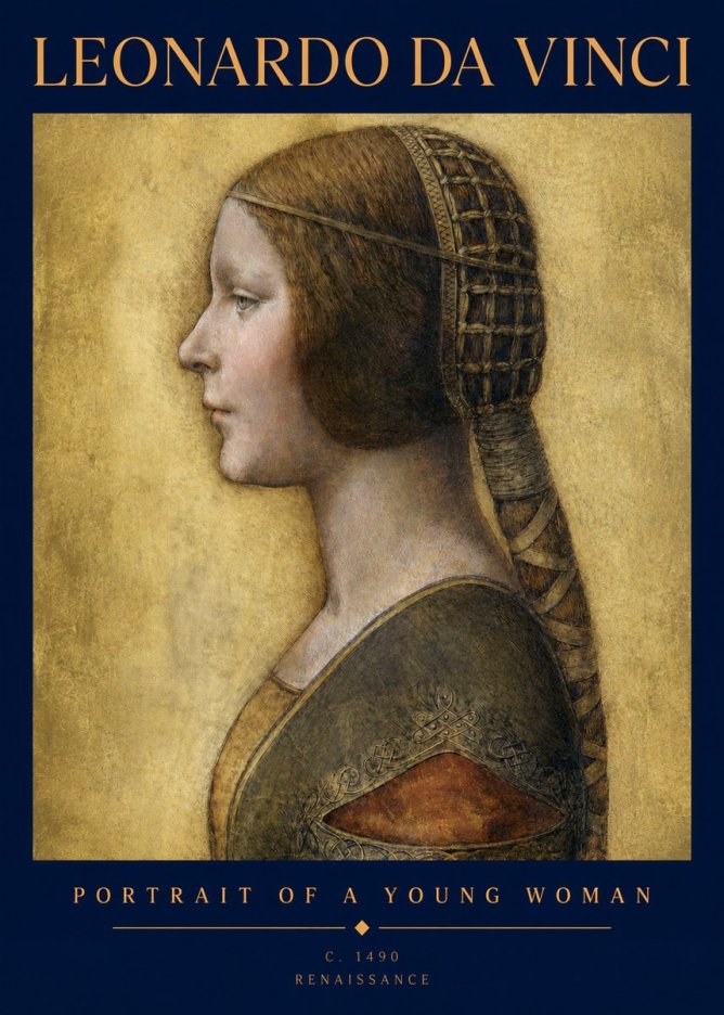 Leonardo da Vinci Portrait of a Young Woman II No2 - Poszter