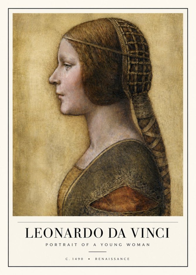 Leonardo da Vinci Portrait of a Young Woman II No4 - Poszter