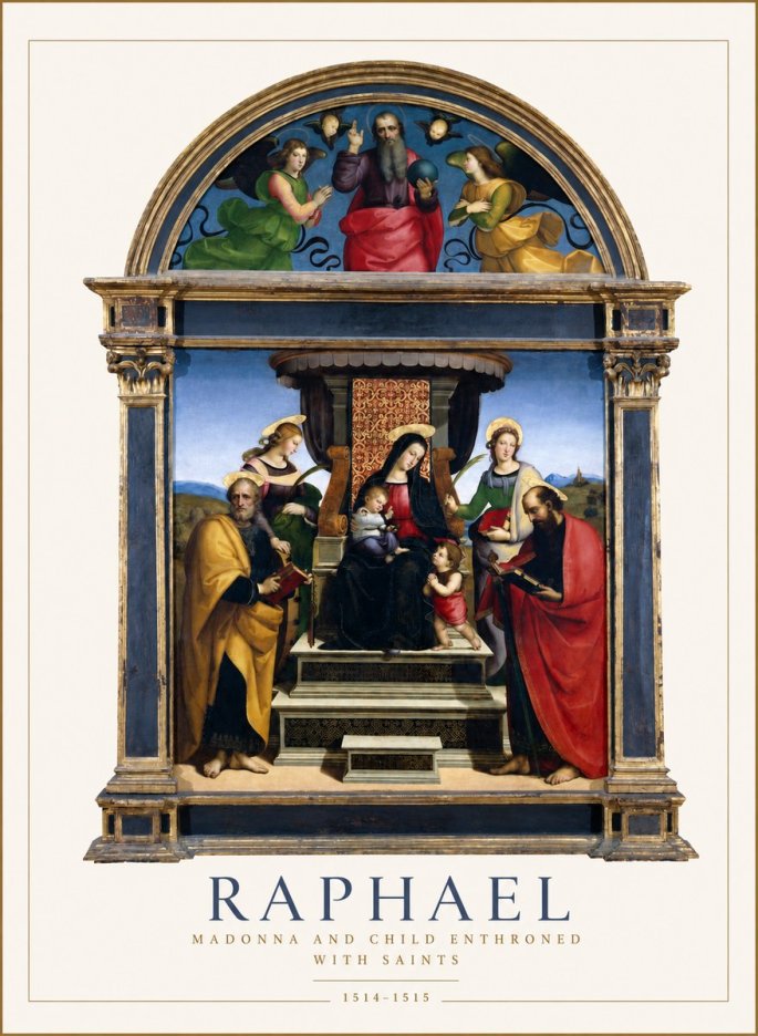 Raphael Madonna and Child Enthroned with Saints No1 - Poszter