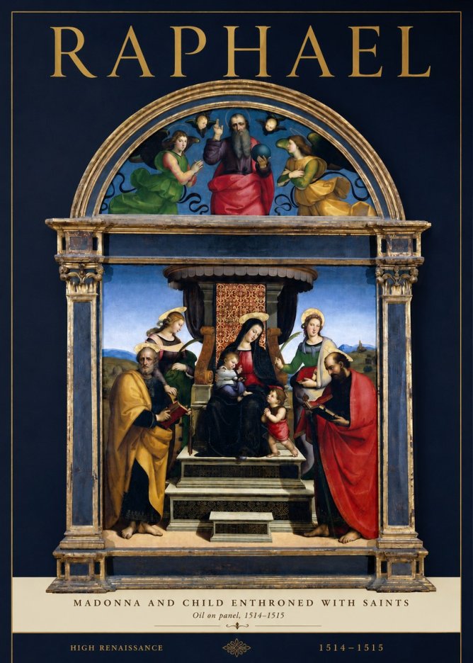 Raphael Madonna and Child Enthroned with Saints No2 - Poszter