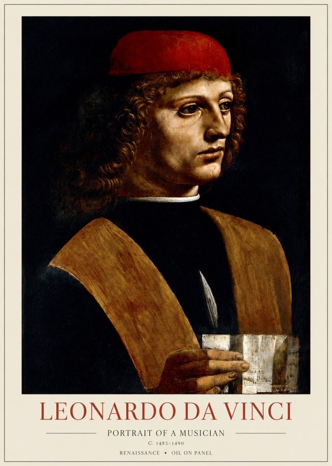 Leonardo da Vinci Portrait of a Musician No1 - Poszter