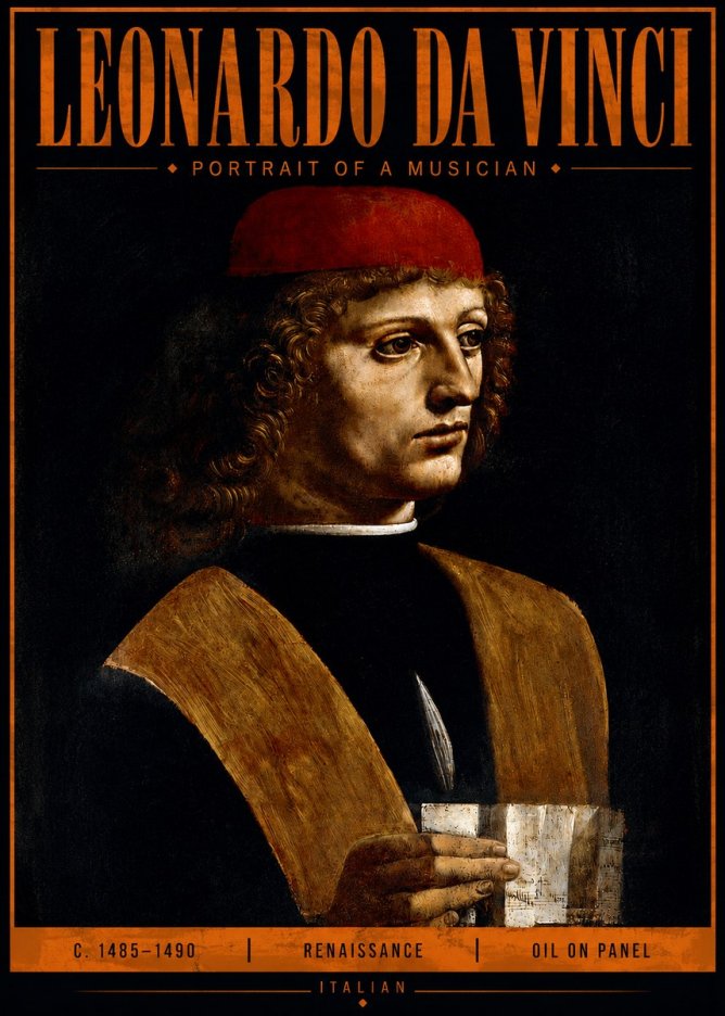 Leonardo da Vinci Portrait of a Musician No4 - Poszter