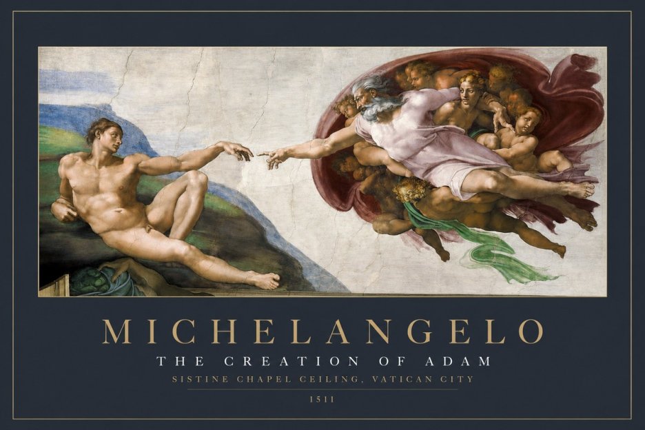 Michelangelo The Creation of Adam No2 - Poszter
