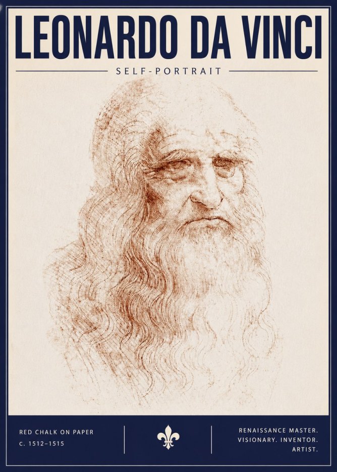 Leonardo da Vinci Self-portrait II No6 - Poszter