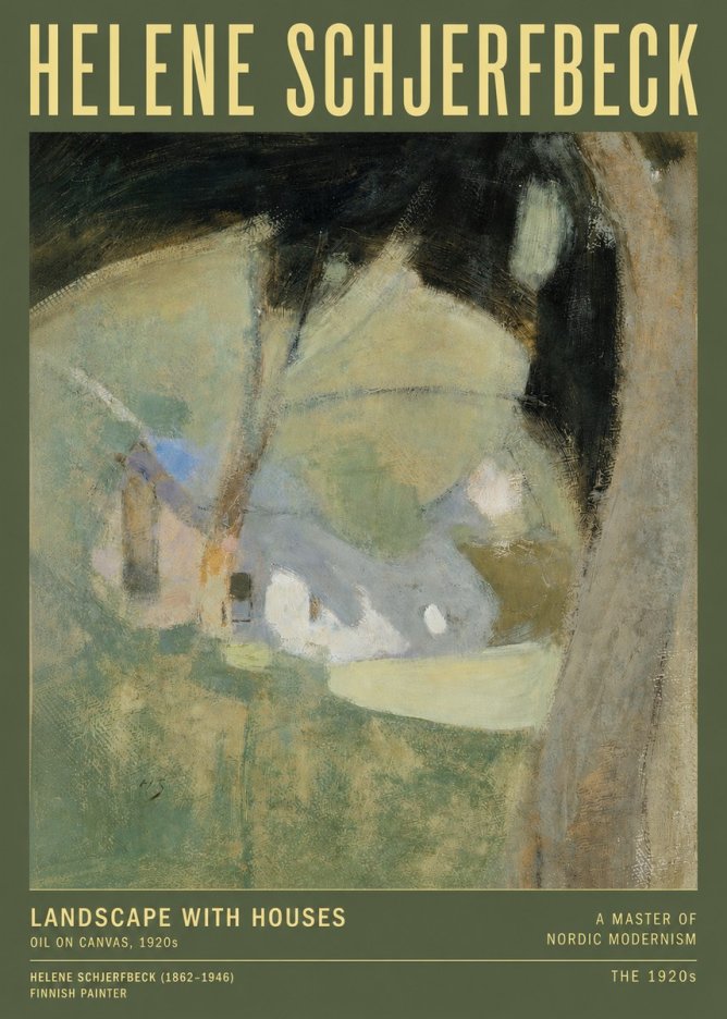 Helene Schjerfbeck Landscape with Houses No3 - Poszter