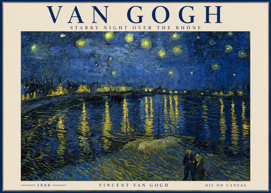 Van Gogh Starry Night over the Rhône No2 - Poszter