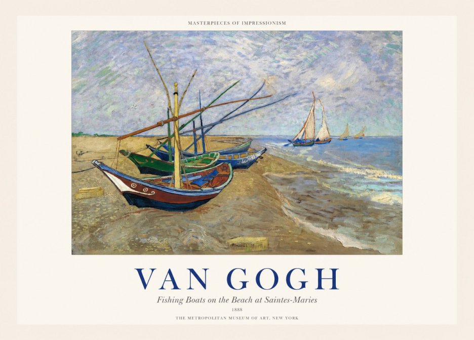 Van Gogh Fishing Boats on the Beach at Saintes-maries No1 - Poszter