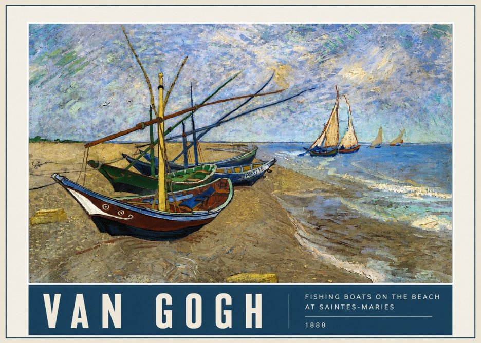 Van Gogh Fishing Boats on the Beach at Saintes-maries No3 - Poszter