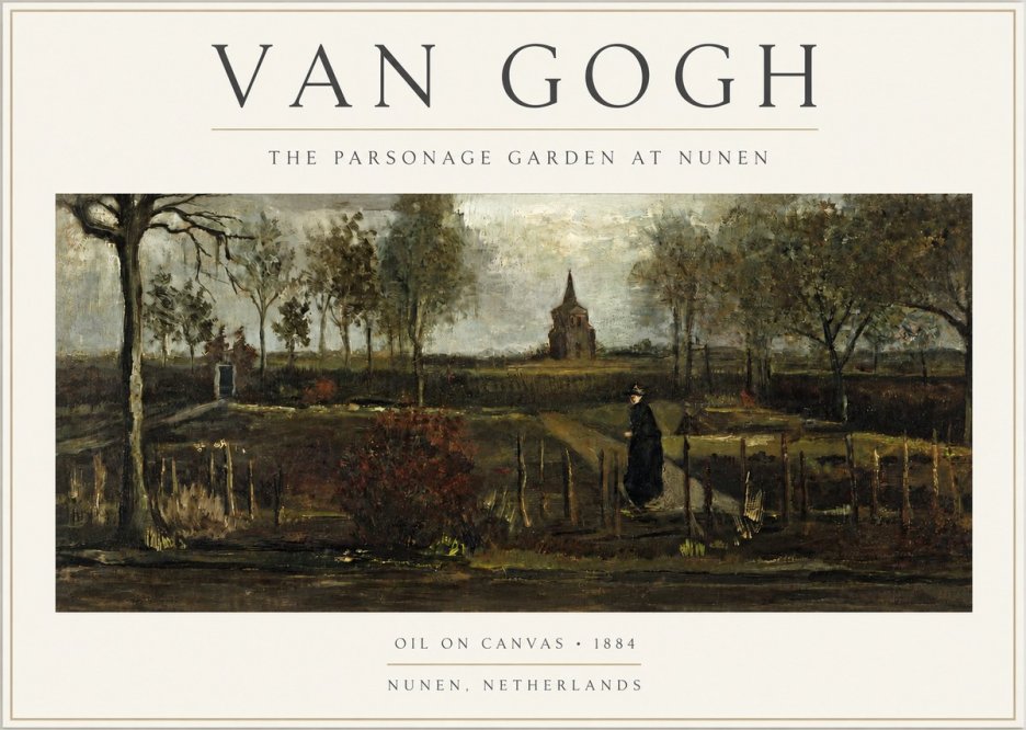 Van Gogh The Parsonage Garden at Nunen No3 - Poszter