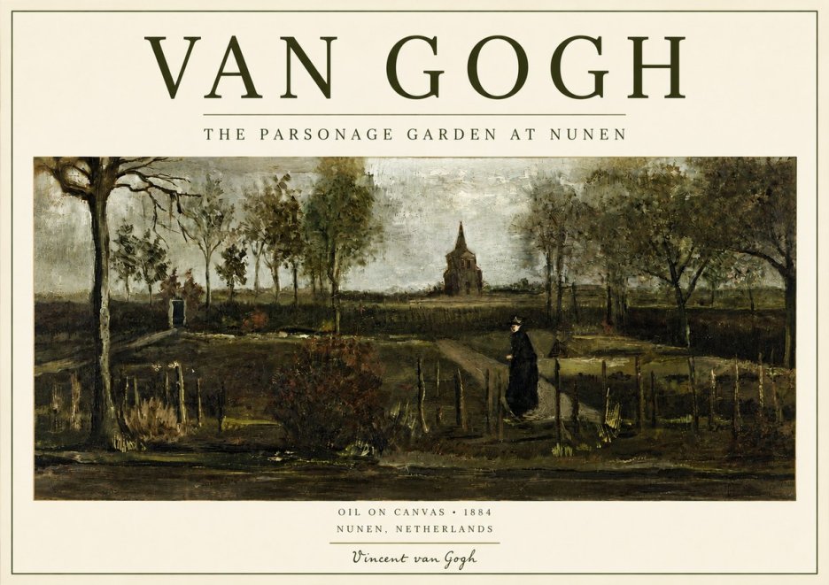 Van Gogh The Parsonage Garden at Nunen No4 - Poszter