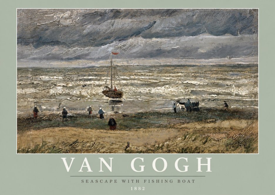 Van Gogh Seascape with Fishing Boat No3 - Poszter