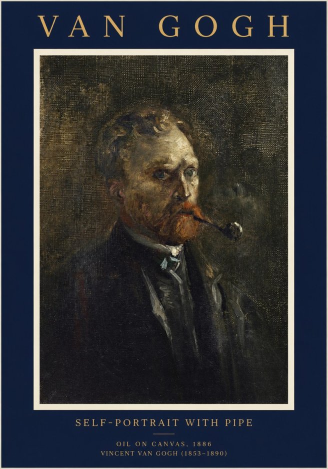 Van Gogh Self-portrait with Pipe No1 - Poszter