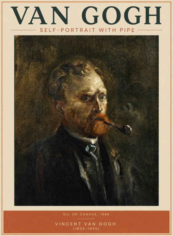 Van Gogh Self-portrait with Pipe No2 - Poszter