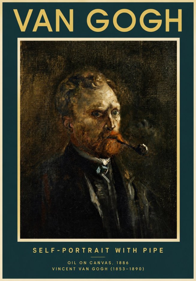 Van Gogh Self-portrait with Pipe No3 - Poszter