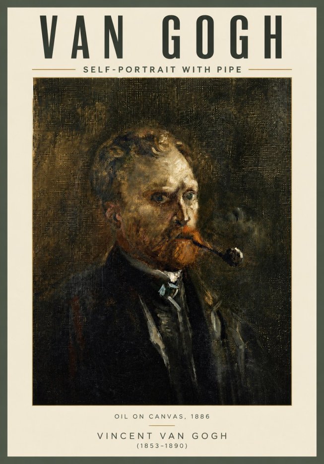 Van Gogh Self-portrait with Pipe No4 - Poszter
