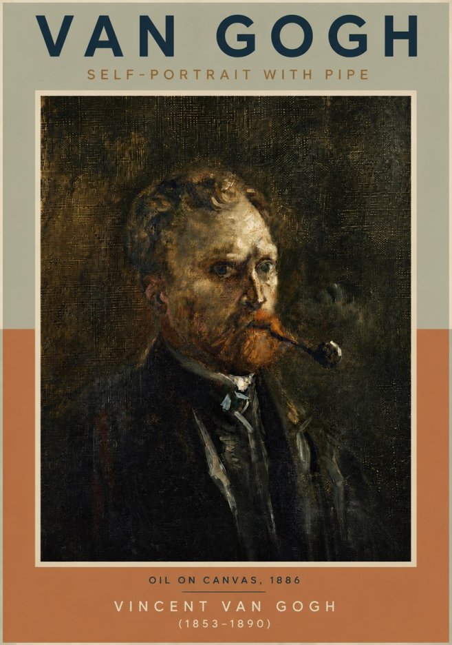 Van Gogh Self-portrait with Pipe No5 - Poszter