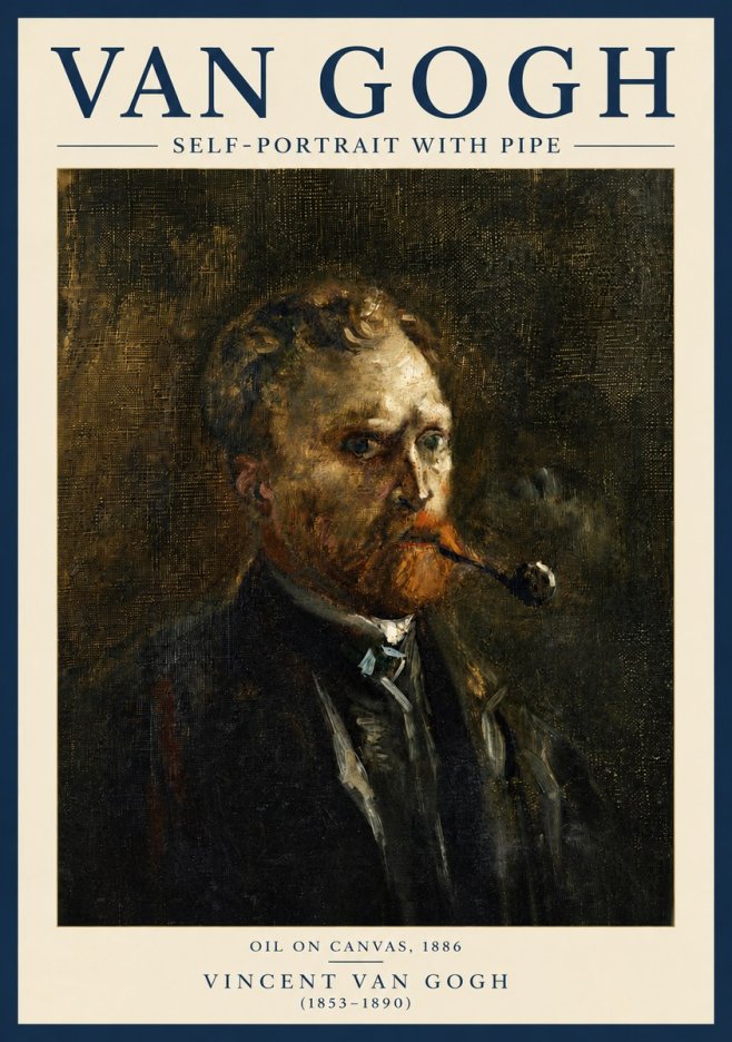 Van Gogh Self-portrait with Pipe No6 - Poszter