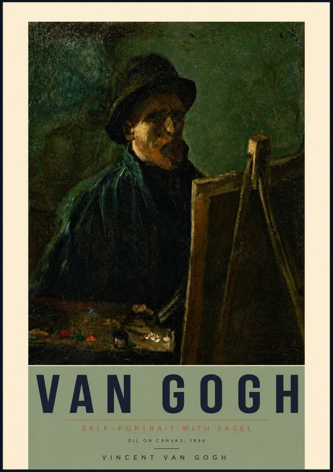 Van Gogh Self-portrait with Easel II No4 - Poszter