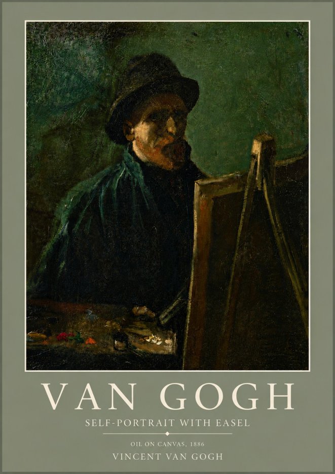 Van Gogh Self-portrait with Easel II No5 - Poszter