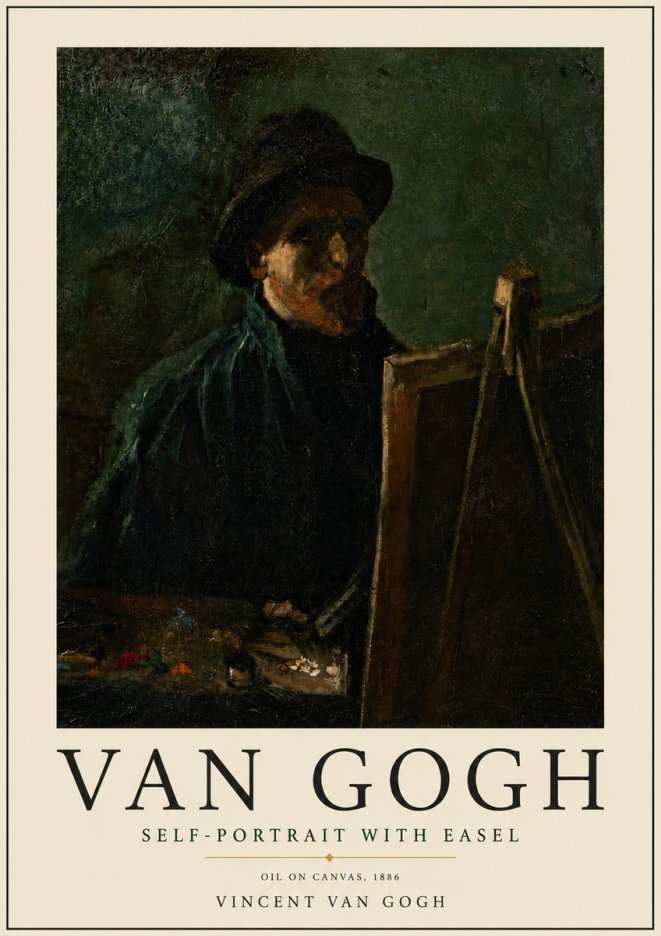 Van Gogh Self-portrait with Easel II No6 - Poszter