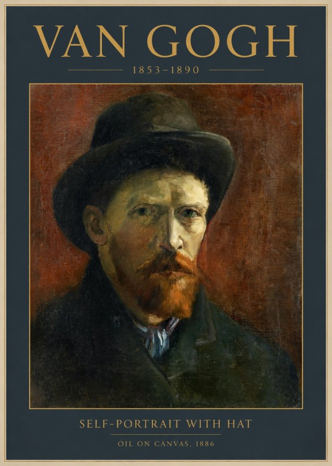 Van Gogh Self-portrait with Hat No1 - Poszter