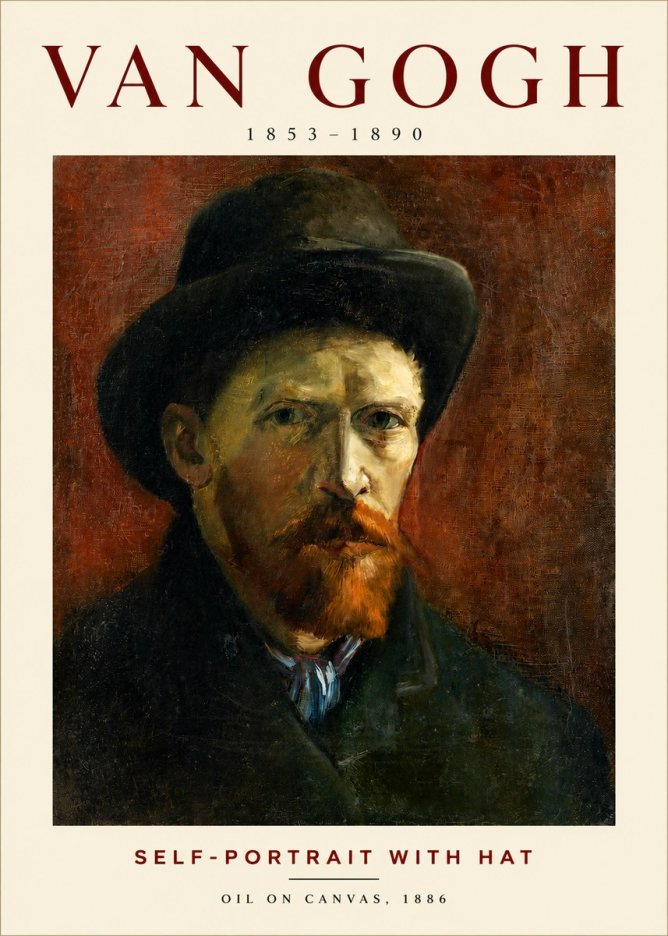 Van Gogh Self-portrait with Hat No2 - Poszter