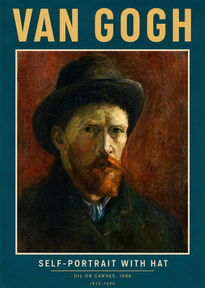 Van Gogh Self-portrait with Hat No3 - Poszter