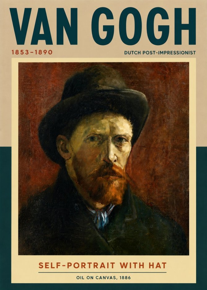 Van Gogh Self-portrait with Hat No5 - Poszter