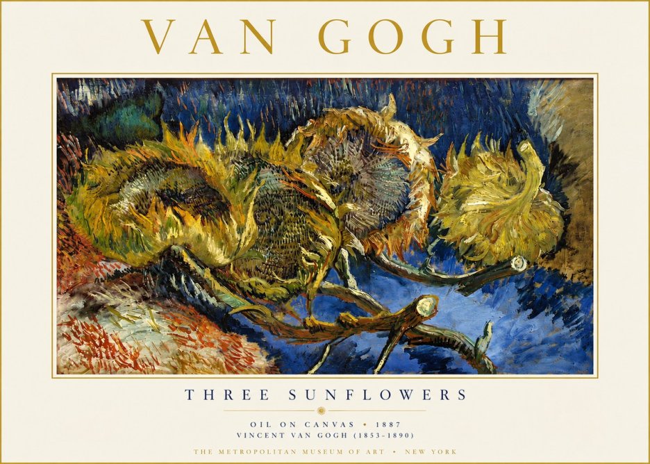 Van Gogh Three Sunflowers No3 - Poszter