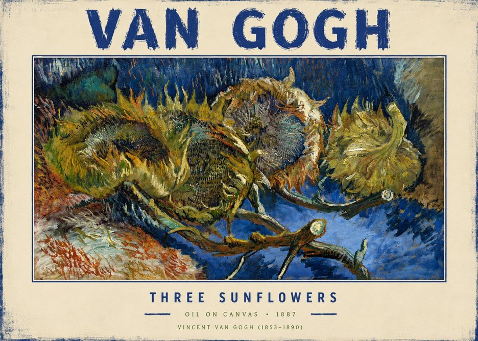 Van Gogh Three Sunflowers No4 - Poszter