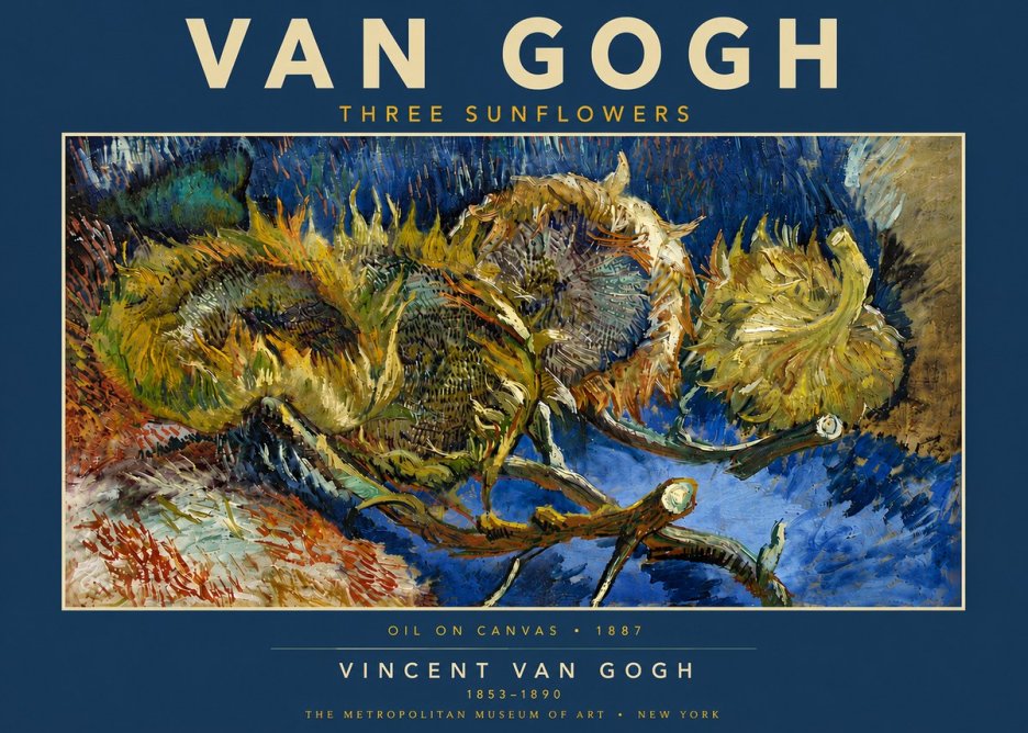 Van Gogh Three Sunflowers No5 - Poszter