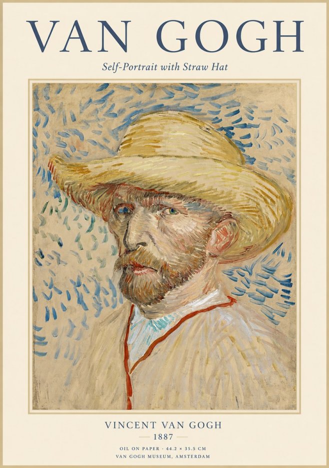Van Gogh Self-portrait with Straw Hat II No1 - Poszter