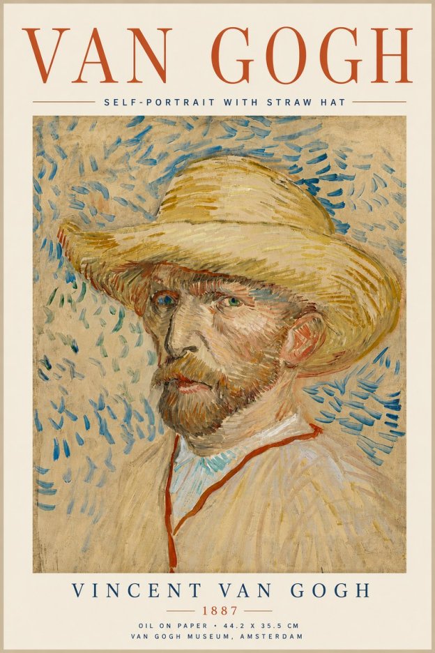 Van Gogh Self-portrait with Straw Hat II No6 - Poszter