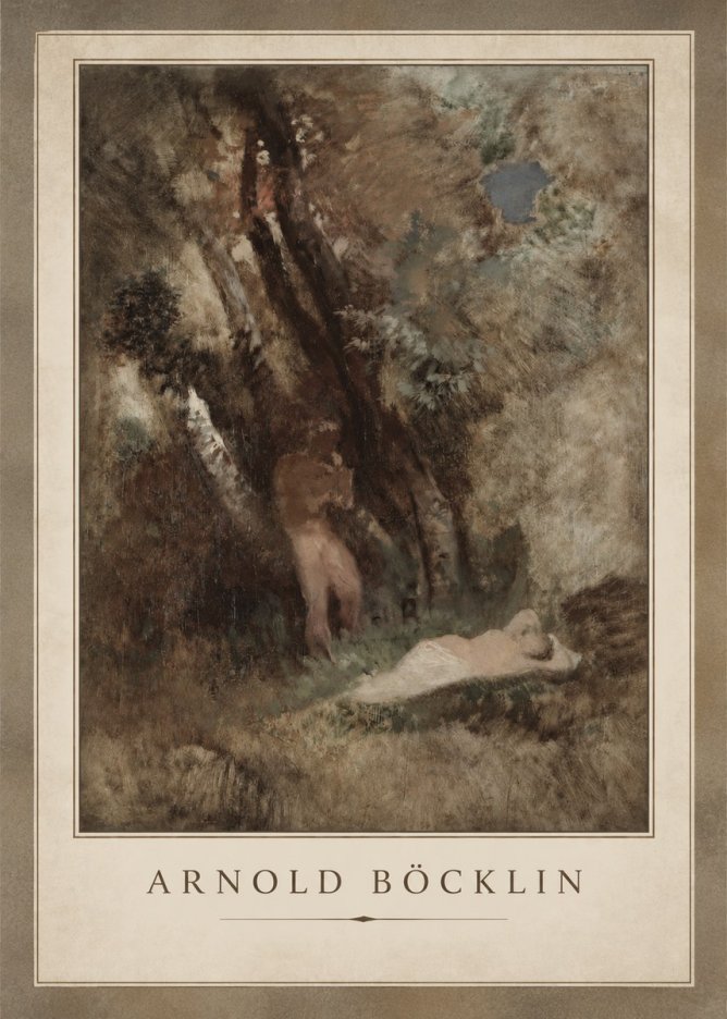 Arnold Böcklin Pan Frightening a Nymph No2 - Poszter