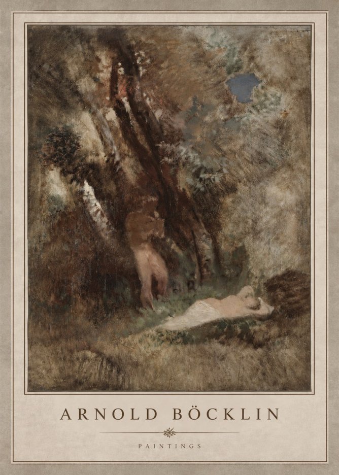 Arnold Böcklin Pan Frightening a Nymph No3 - Poszter