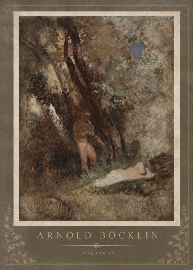 Arnold Böcklin Pan Frightening a Nymph No4 - Poszter