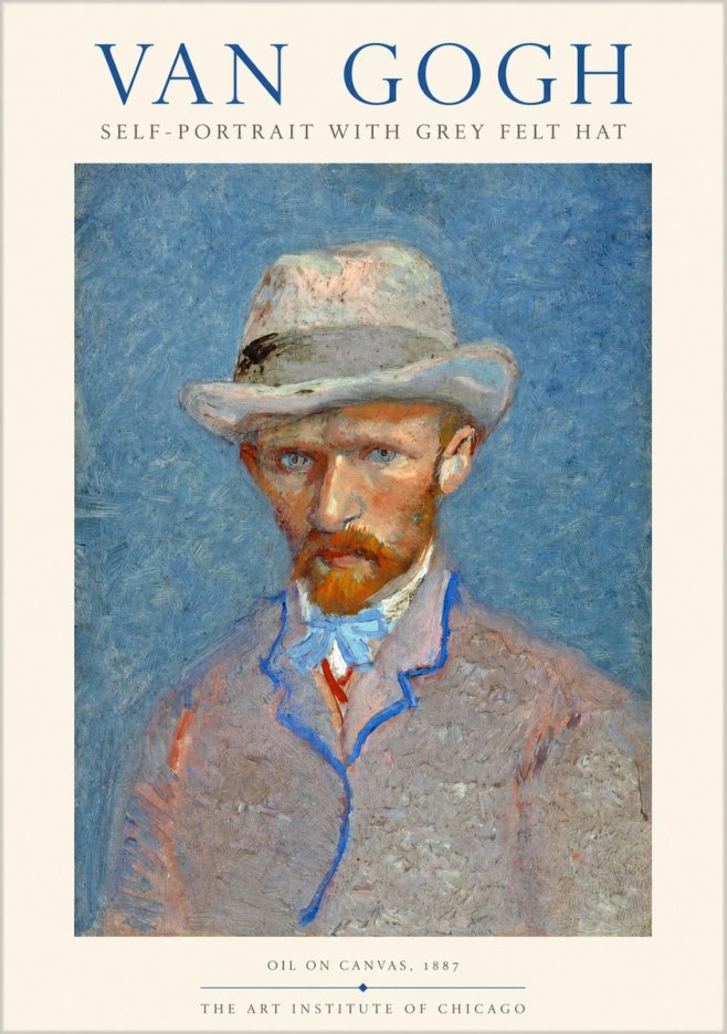 Van Gogh Self-portrait with Grey Felt Hat II No1 - Poszter