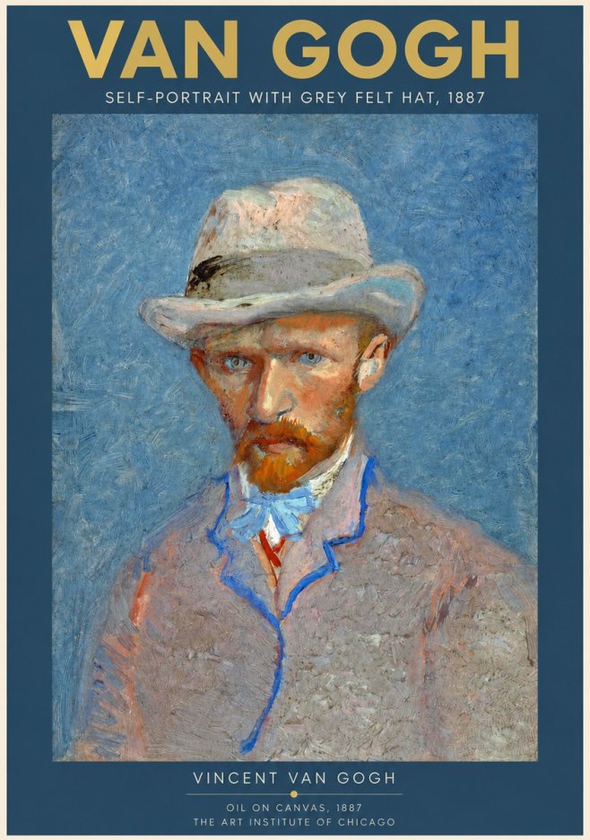 Van Gogh Self-portrait with Grey Felt Hat II No2 - Poszter