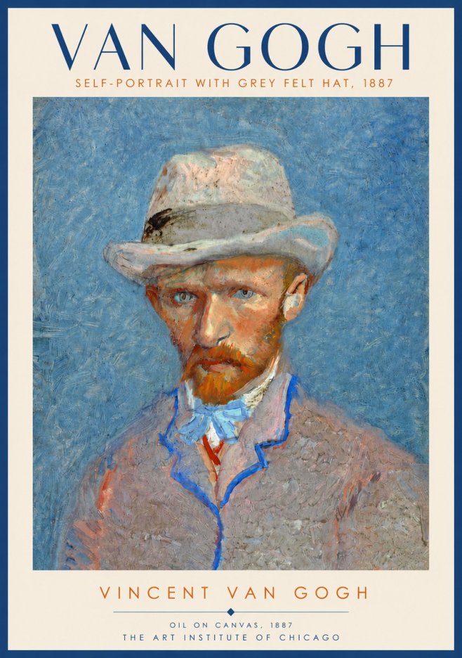 Van Gogh Self-portrait with Grey Felt Hat II No4 - Poszter